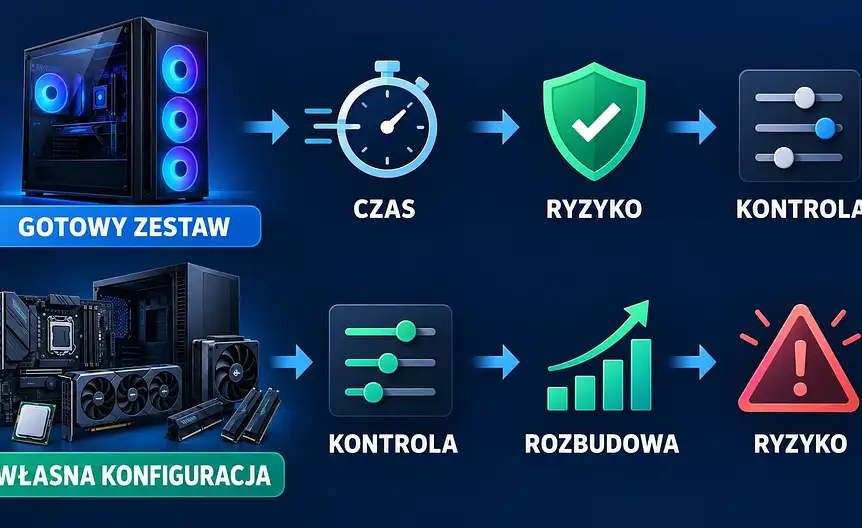 Mapa decyzji między gotowym komputerem gamingowym a własnym zestawem