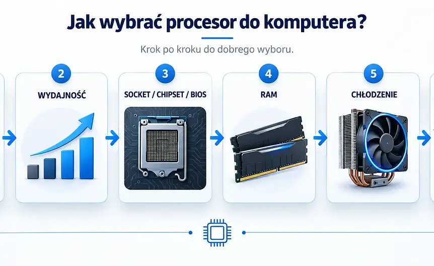 Schemat wyboru procesora: zastosowanie, wydajność, kompatybilność płyty, ram, chłodzenie i grafika
