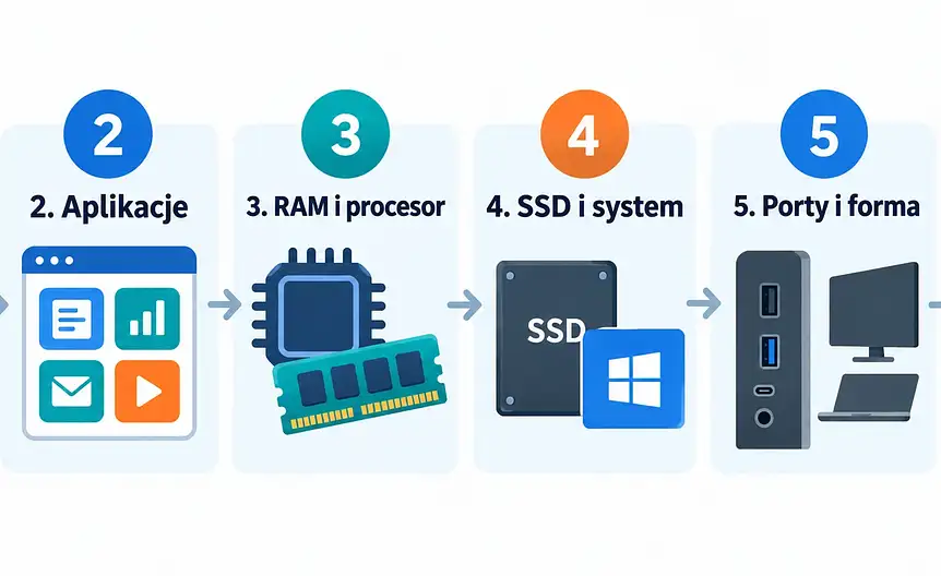 Checklista wyboru komputera biurowego: zadania, ram, ssd, porty, forma i test przed zakupem
